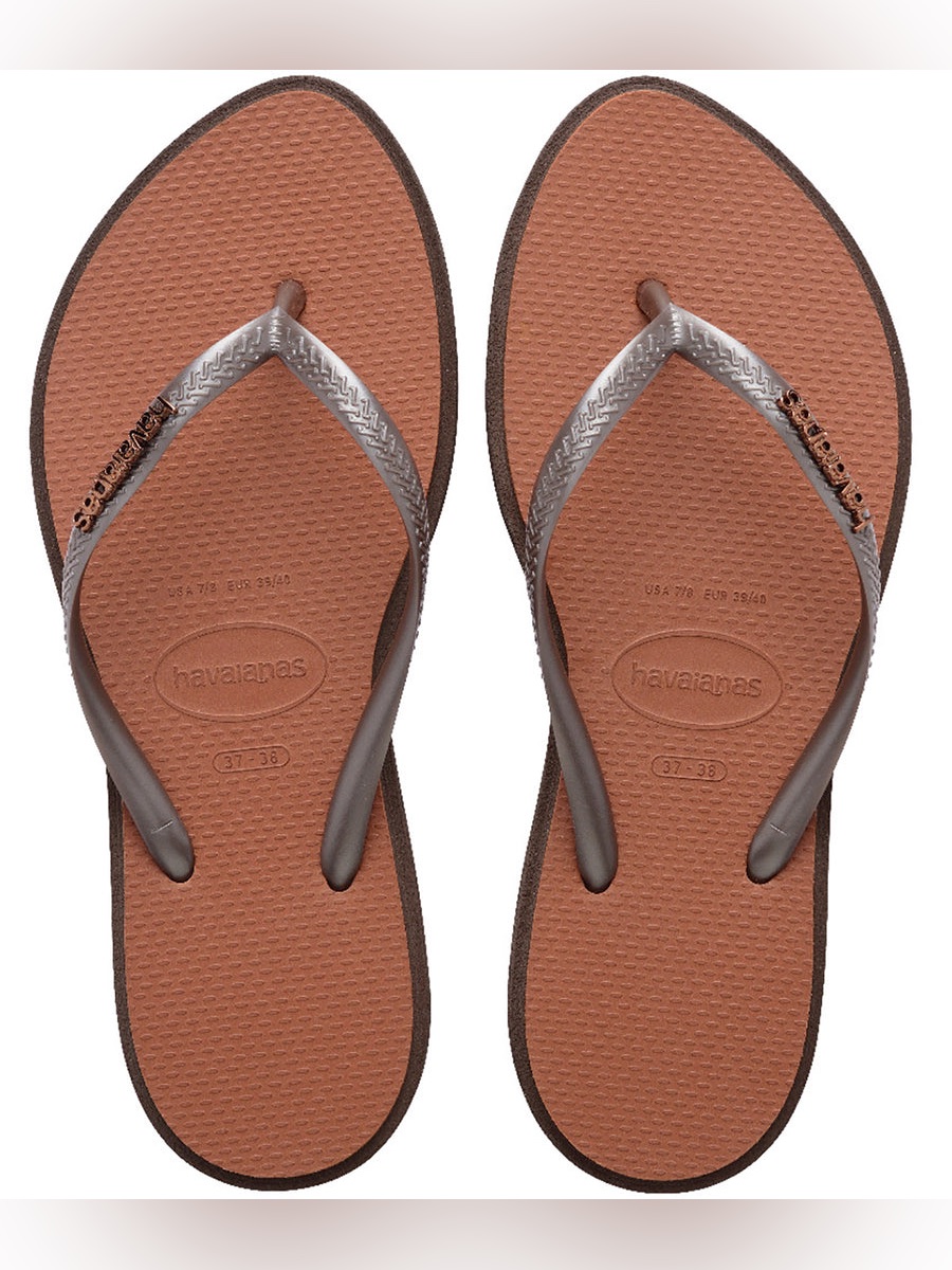 Havaianas Slim Flip-Flops In Chocolate Brown. Size 7/8-Nwt